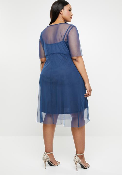 AMANDA LAIRD CHERRY - Plus size clara lace dress - blue