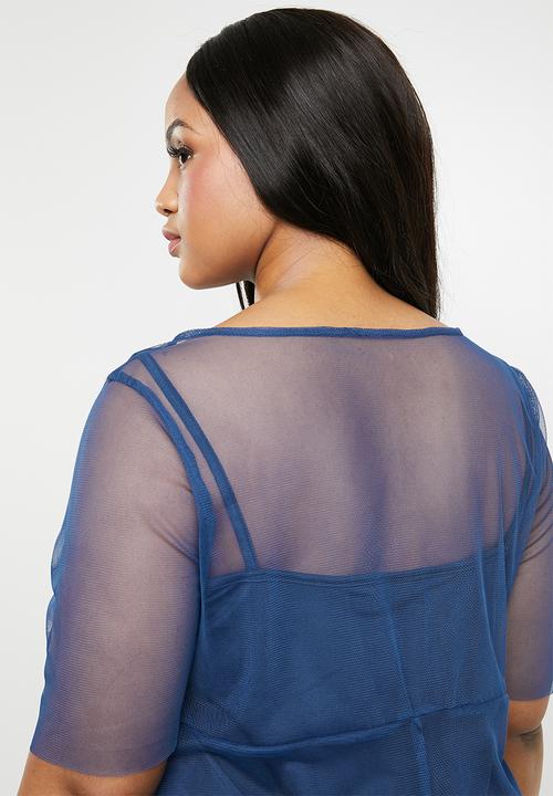 AMANDA LAIRD CHERRY - Plus size clara lace dress - blue
