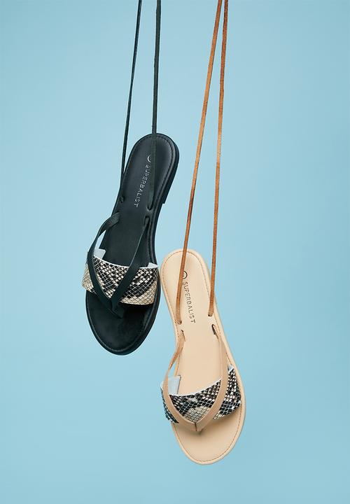 Superbalist - Sery leather ankle tie sandal - beige & brown