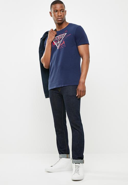 GUESS - Guess splatter triangle tee - navy