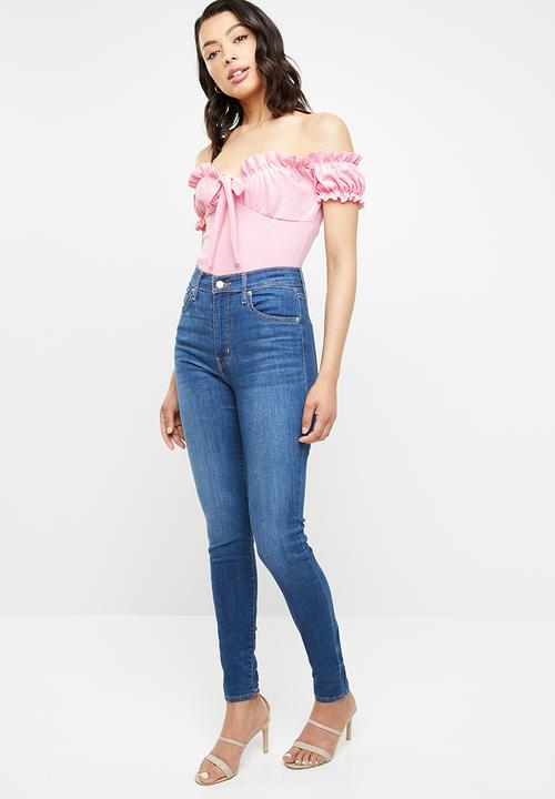 Missguided - Milkmaid bardot tie-front bodysuit - pink