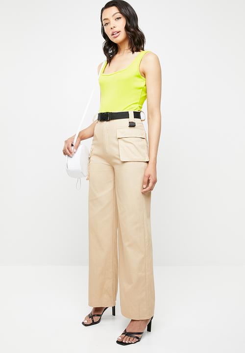 Missguided - Square neck cotton sleeveless bodysuit - yellow