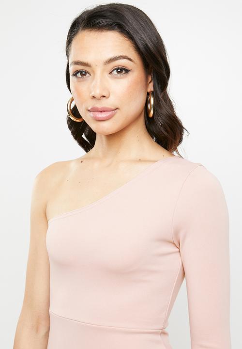 Missguided - One shoulder fishtail bodycon midi dress - pink