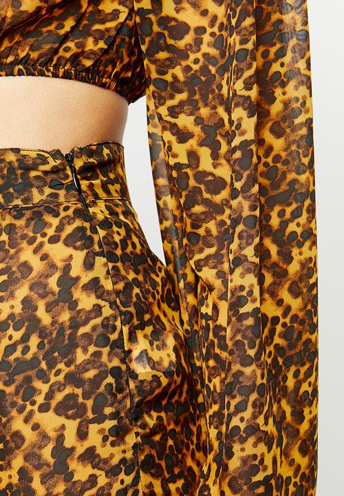 Missguided - Tortoise shell wide leg trousers - yellow