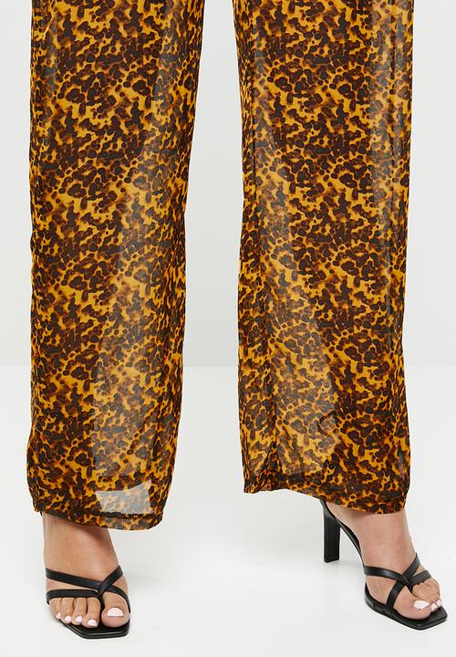 Missguided - Tortoise shell wide leg trousers - yellow