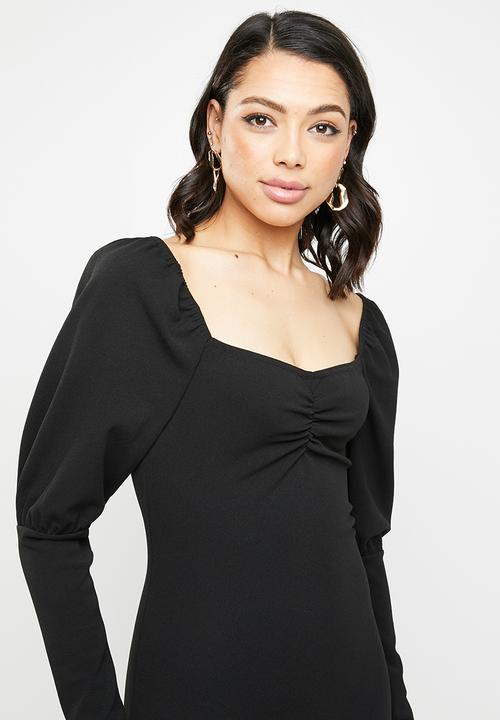 Missguided - Square neck balloon sleeve mini dress - black