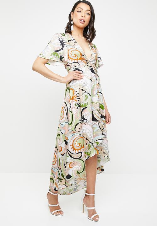 Missguided - Pastel wrap midi dress - multi