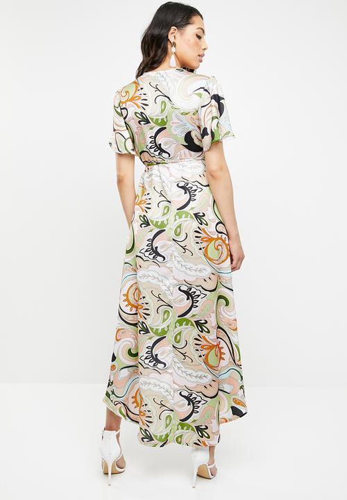 Missguided - Pastel wrap midi dress - multi