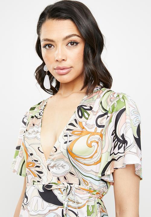 Missguided - Pastel wrap midi dress - multi