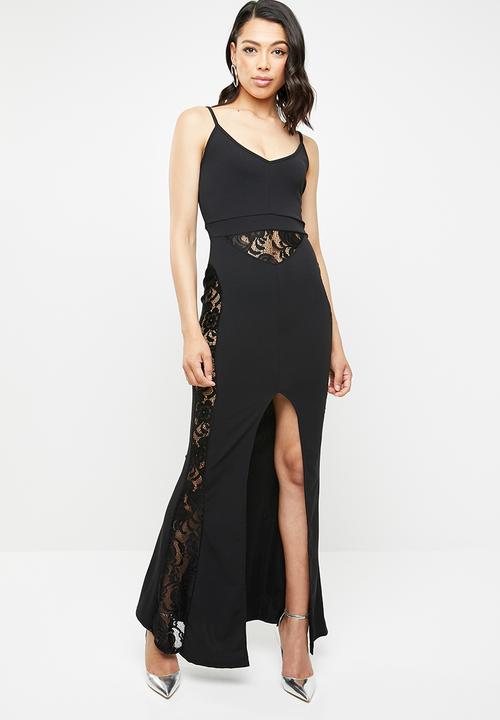 Missguided - Lace panelled fishtail maxi dress - black