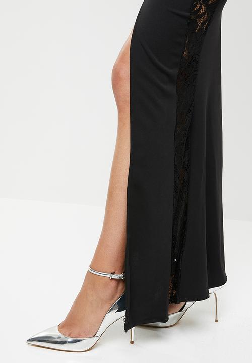 Missguided - Lace panelled fishtail maxi dress - black