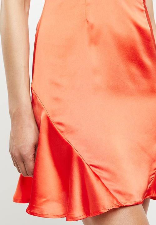 Missguided - Halter neck flippy hem dress - orange