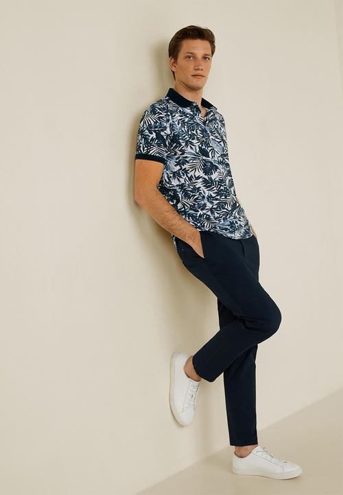 MANGO - Tropyd polo - blue & white