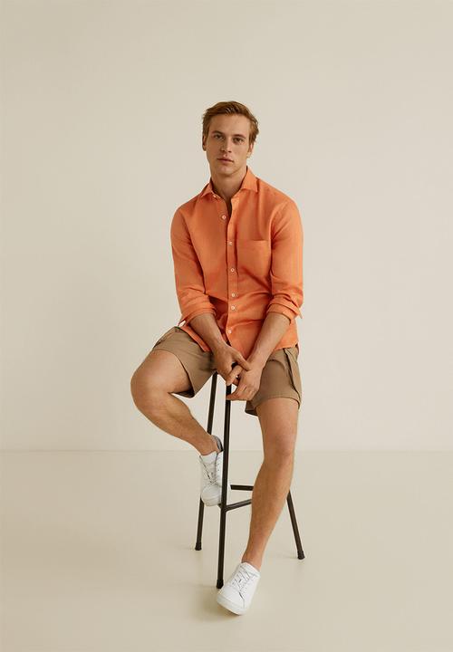 MANGO - Durban shirt - orange