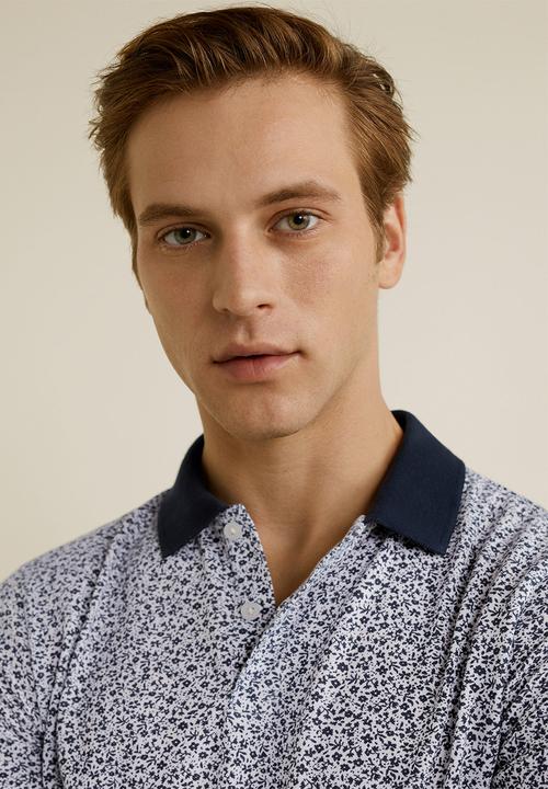 MANGO - Tropy polo - white & navy 