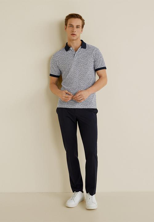 MANGO - Tropy polo - white & navy 