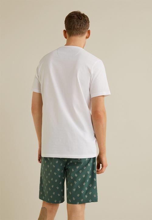 MANGO - Cotton pyjama pack - green & white