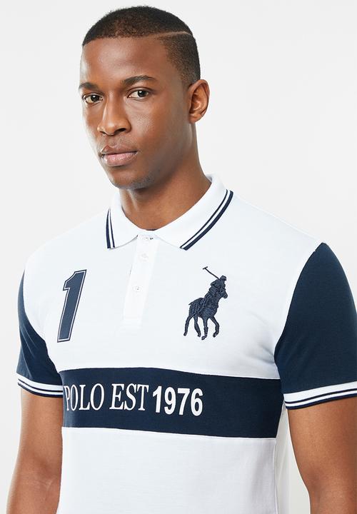 POLO - Luke custom fit upstyled ss pique golfer - navy & white