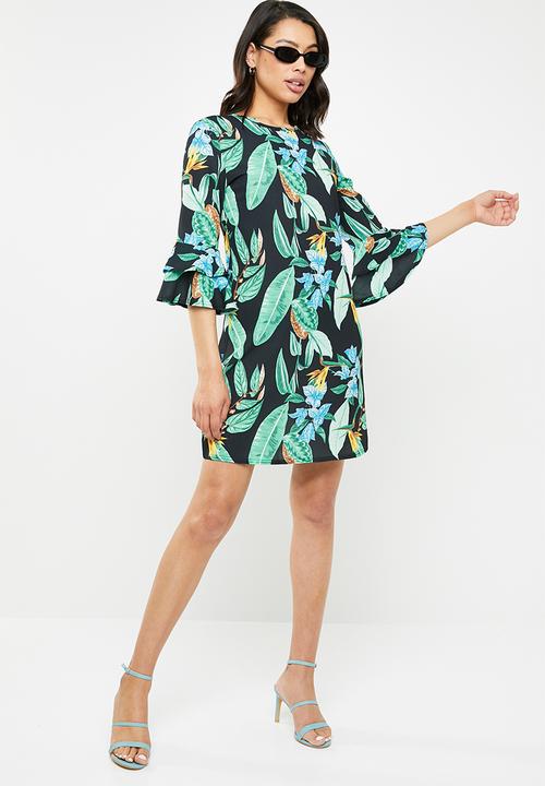Missguided - Floral frill sleeve shift dress - multi 