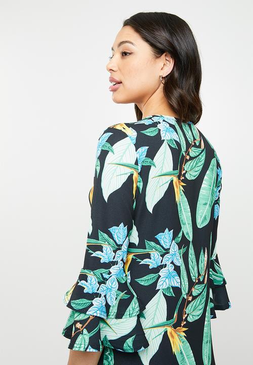 Missguided - Floral frill sleeve shift dress - multi 