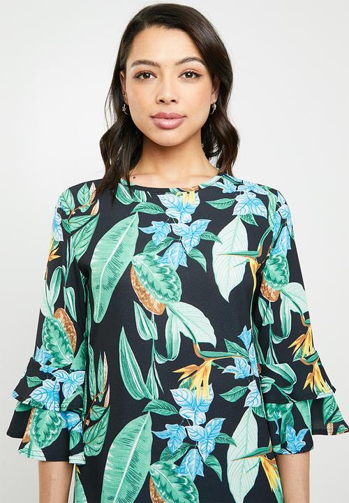 Missguided - Floral frill sleeve shift dress - multi 