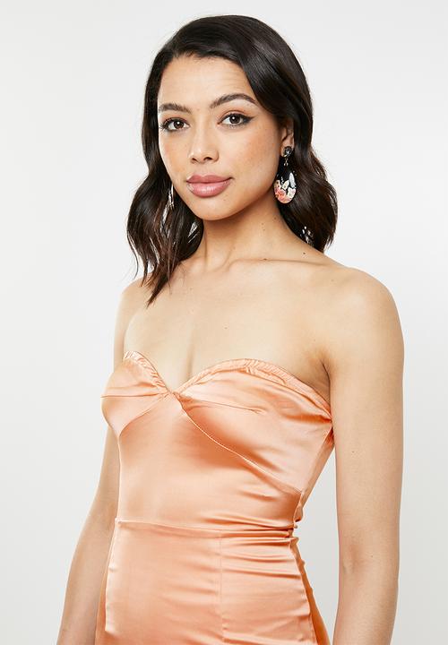 Missguided - Satin bust cup bandeau midi dress - rose gold