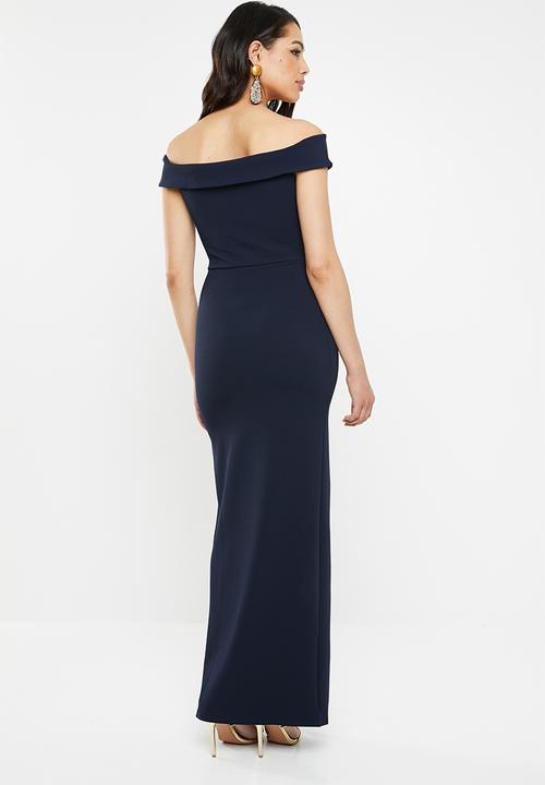 Missguided - Off shoulder twist front detail maxi - navy