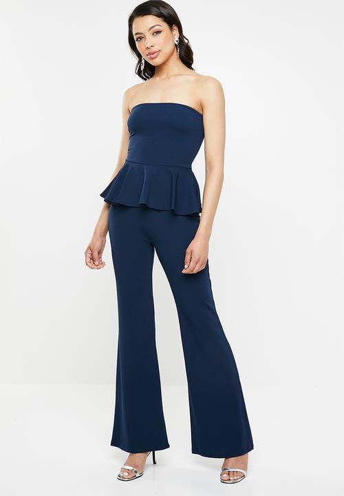 Missguided - Bandeau peplum jumpsuit - navy