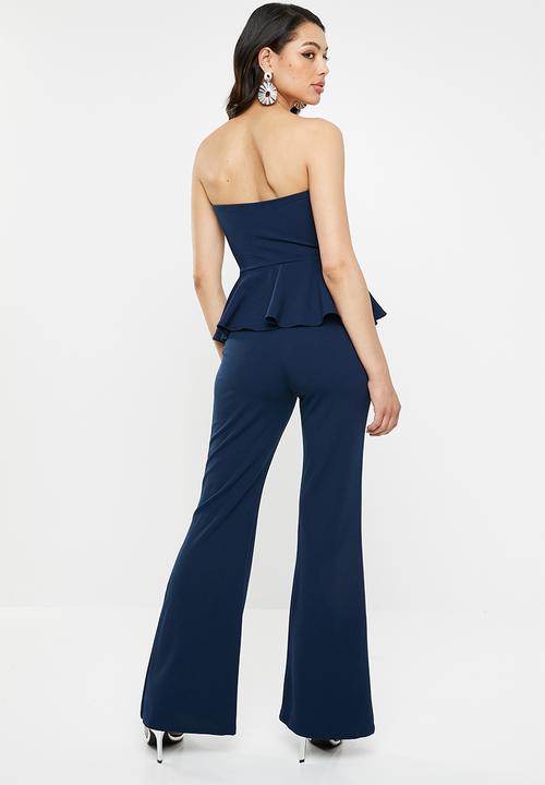 Missguided - Bandeau peplum jumpsuit - navy