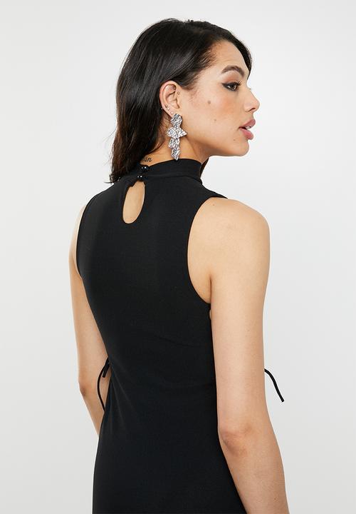 Missguided - Lace up side maxi dress - black