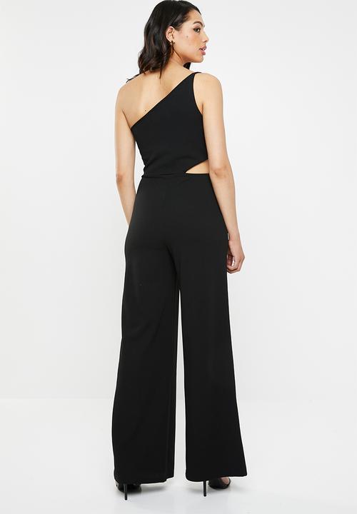 Missguided - One shoulder asymmetric jumpsuit - black