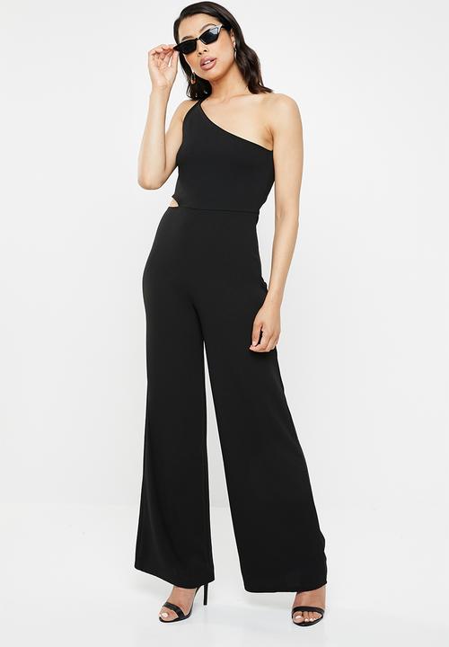 Missguided - One shoulder asymmetric jumpsuit - black
