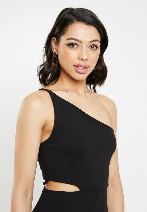 Missguided - One shoulder asymmetric jumpsuit - black