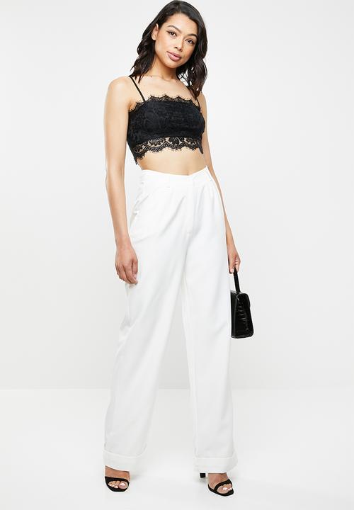 Missguided - Turn up hem wide leg trouser - cream