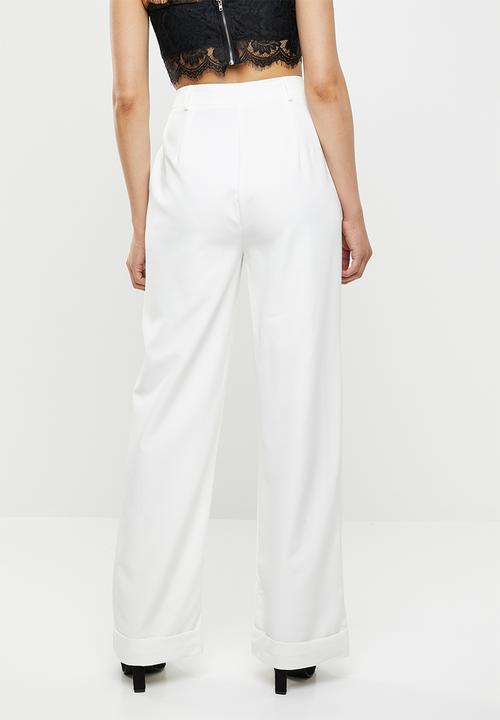 Missguided - Turn up hem wide leg trouser - cream