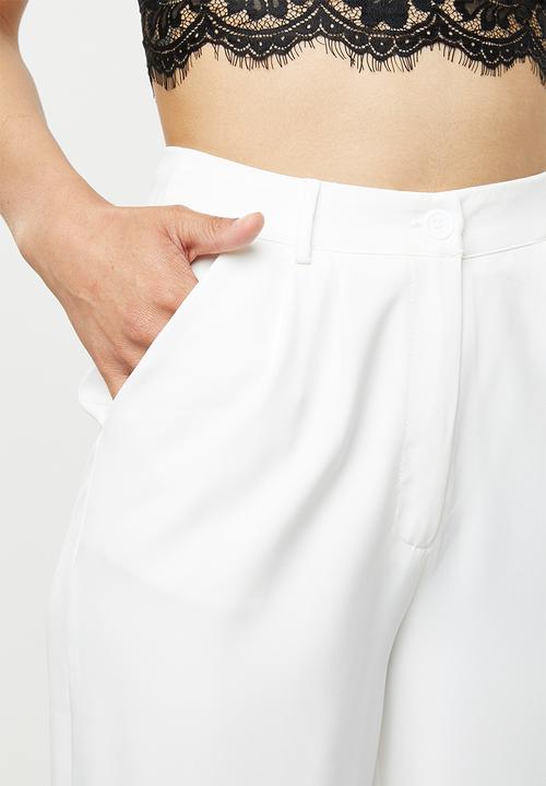 Missguided - Turn up hem wide leg trouser - cream