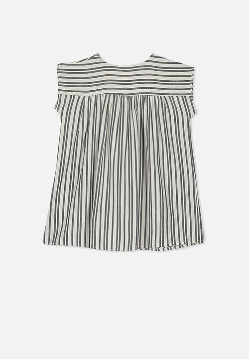 Cotton On - Penny short sleeve dress - grey & cream 