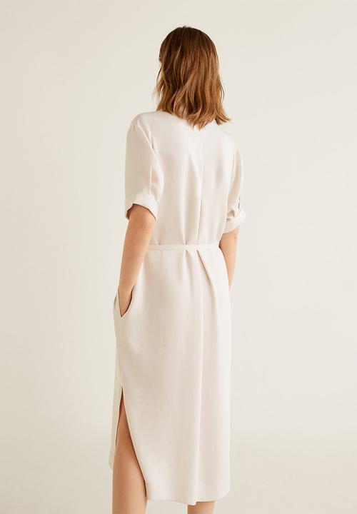 MANGO - Midi shirt dress with pocket detail - neutral 