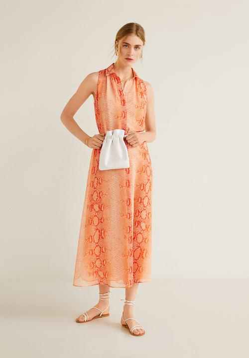 MANGO - Snake print long dress - orange