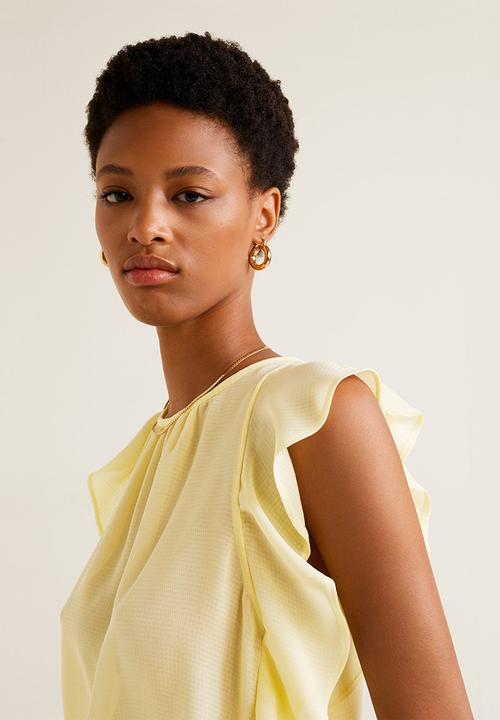 MANGO - Ruffle top - yellow
