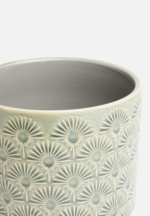 Sixth Floor - Embossed planter - green