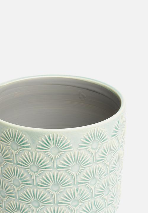 Sixth Floor - Embossed planter - teal