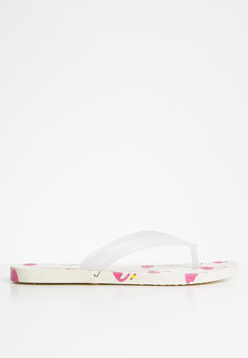 Viabeach - Rubber flamingo printed flip flops - white