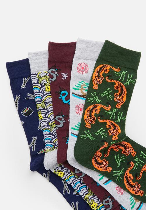 Brave Soul - China socks  5pk - multi