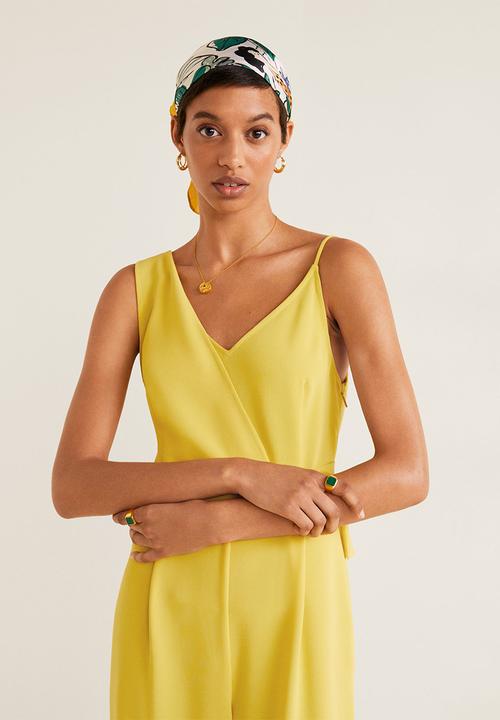 MANGO - Asymmetric long jumpsuit - yellow