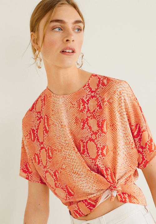 MANGO - Snake print blouse - orange