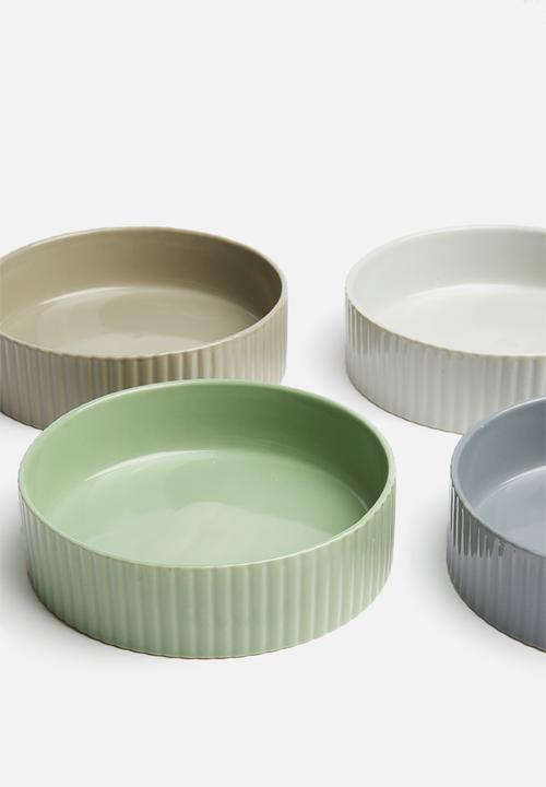 Excellent Houseware - Shallow stoneware bowls set of 4 - multi