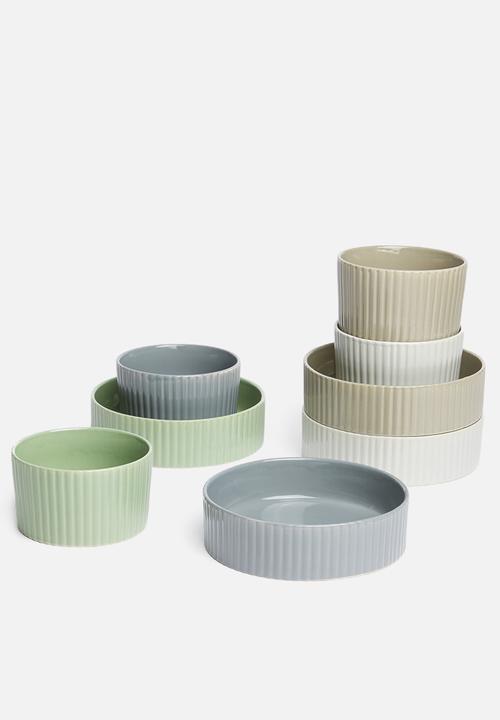 Excellent Houseware - Shallow stoneware bowls set of 4 - multi