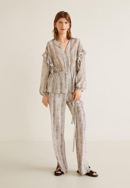 MANGO - Snake print shirt with ruffles - multi