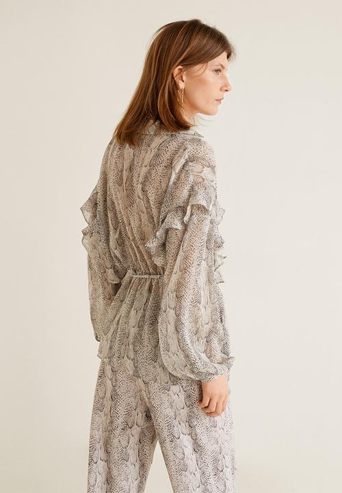 MANGO - Snake print shirt with ruffles - multi